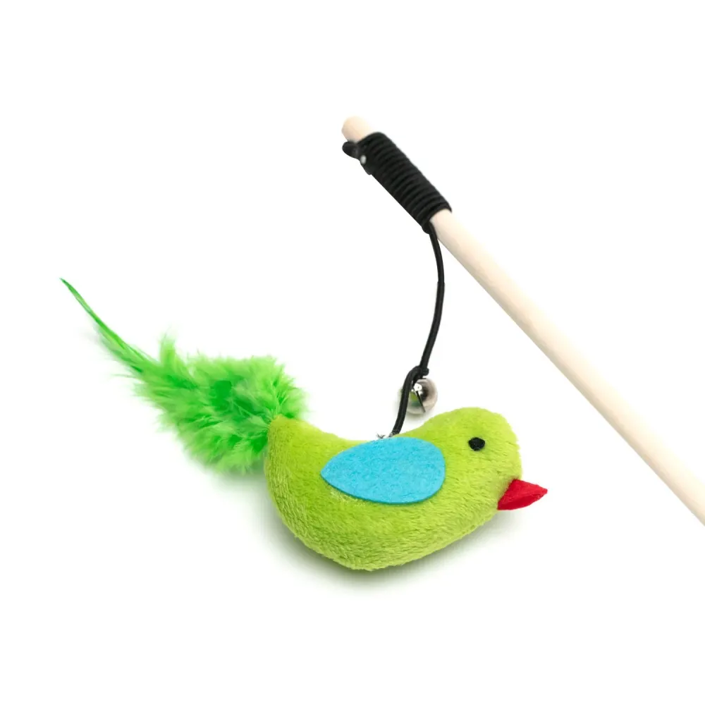 AqpetFriends Cat Toy Bastoncino Con Pappagallo Di Stoffa E Campanella