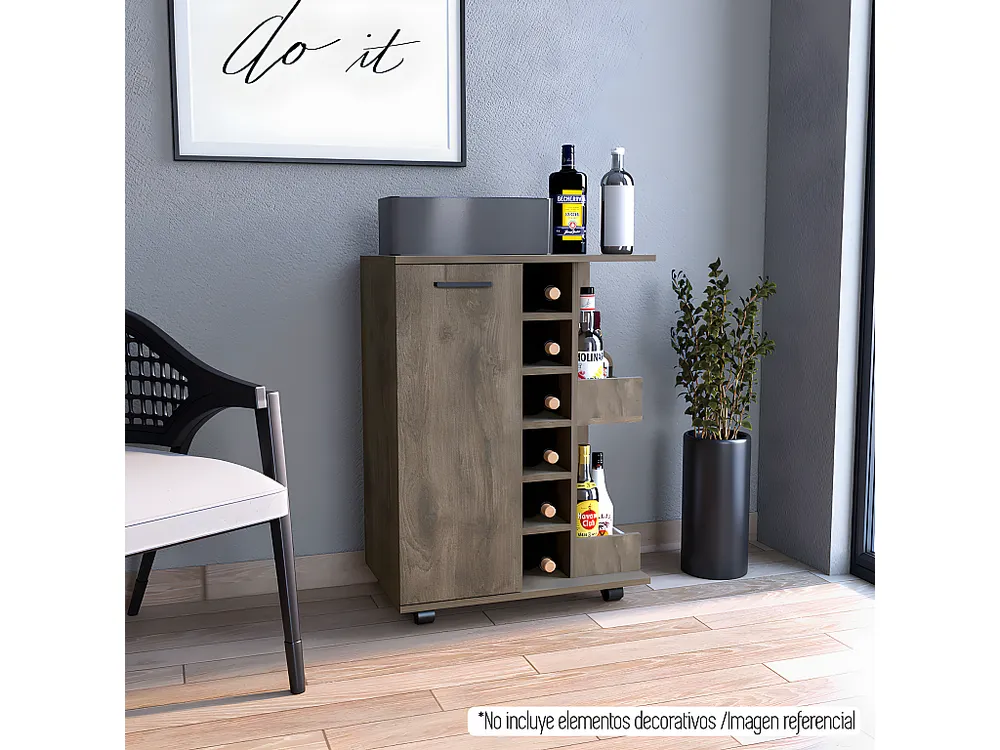 Carrello bar Andorra, con ruote e portabottiglie 82,1 cm L X 60 cm P X 37,7 cm P Bellota