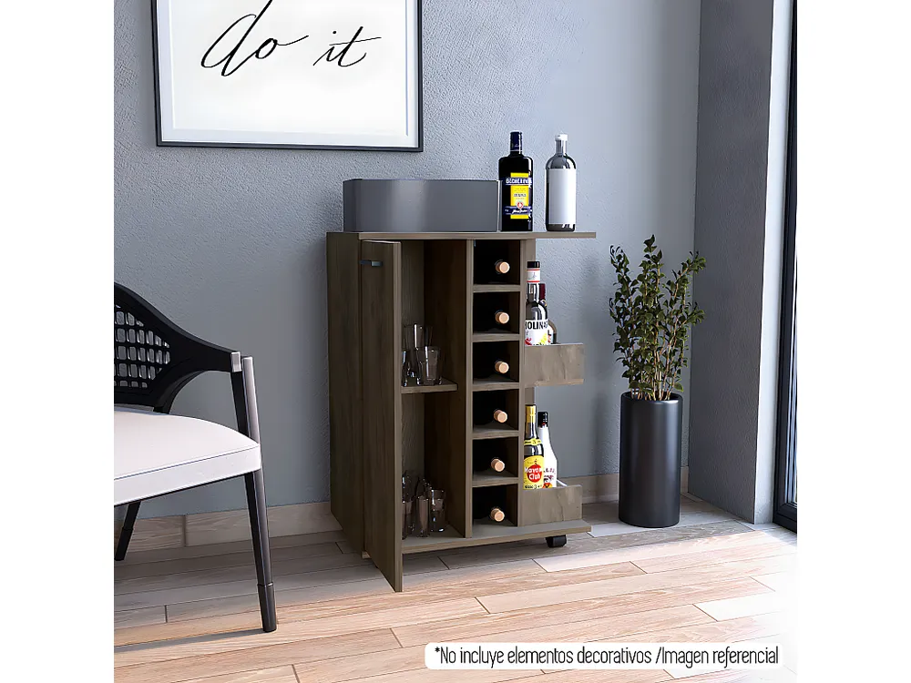 Carrello bar Andorra, con ruote e portabottiglie 82,1 cm L X 60 cm P X 37,7 cm P Bellota