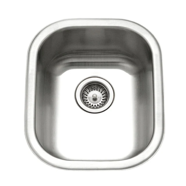 Houzer Club Series 14" Stainless Acciaio Undermount Medium Bowl Bar/Prep Sink includes Basket Strainer