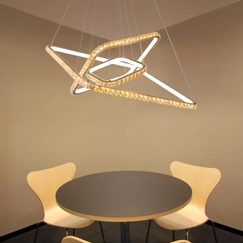 Lampadario Modernismo 3 Livelli Lampadario Cristallo Trasparente LED Ristorante Illuminazione Sospensione Oro, 3 Colori/Bi...