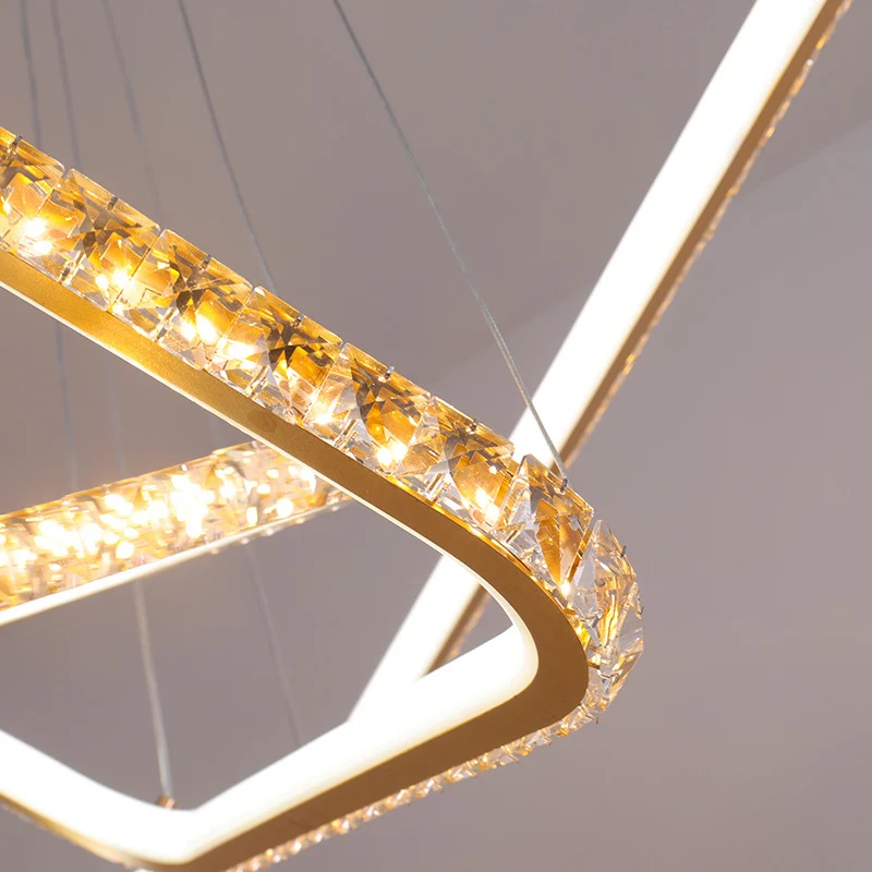 Lampadario Modernismo 3 Livelli Lampadario Cristallo Trasparente LED Ristorante Illuminazione Sospensione Oro, 3 Colori/Bi...