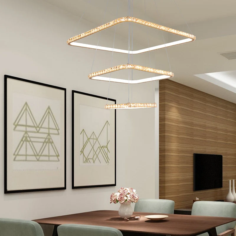 Lampadario Modernismo 3 Livelli Lampadario Cristallo Trasparente LED Ristorante Illuminazione Sospensione Oro, 3 Colori/Bi...