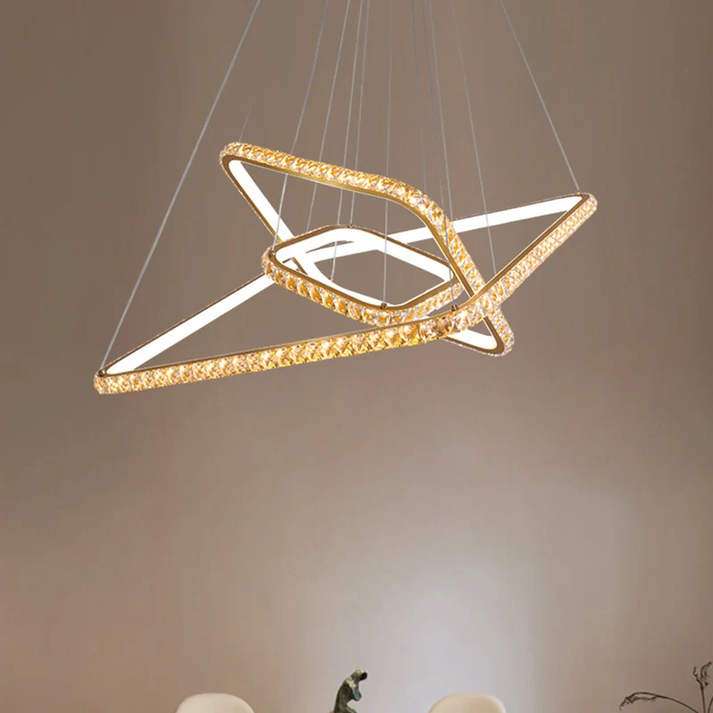 Lampadario Modernismo 3 Livelli Lampadario Cristallo Trasparente LED Ristorante Illuminazione Sospensione Oro, 3 Colori/Bi...