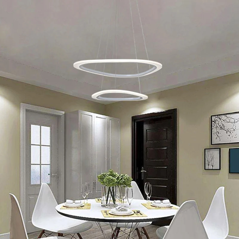 Lampadario sospensione LED triangolare minimalista Lampadario soffitto per sala da pranzo acrilico bianco