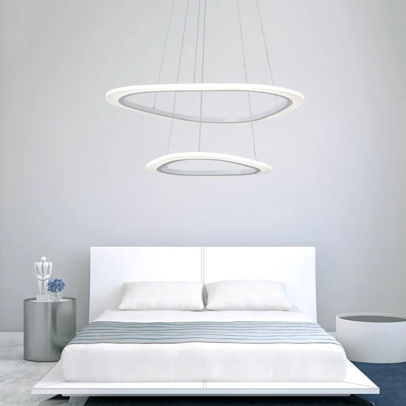 Lampadario sospensione LED triangolare minimalista Lampadario soffitto per sala da pranzo acrilico bianco