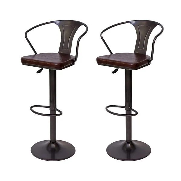 Mendler set di 2 sgabelli da bar HWC-H10b altezza regolabile braccioli sgabello da bar sgabello industriale girevole retrò...