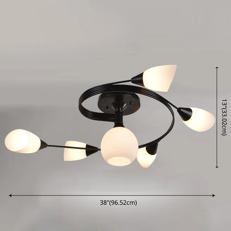 Plafoniera vetro smerigliato ferro battuto Lampada da semi-incasso stile innovativo con paralume bianco per soggiorno rist...
