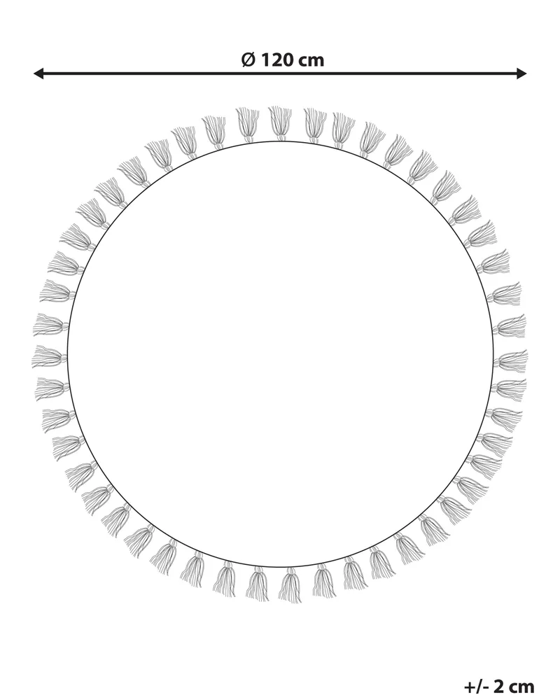 Round Cotton Area Rug Mandala Pattern ø 120 cm Cream and Red AYAKLI