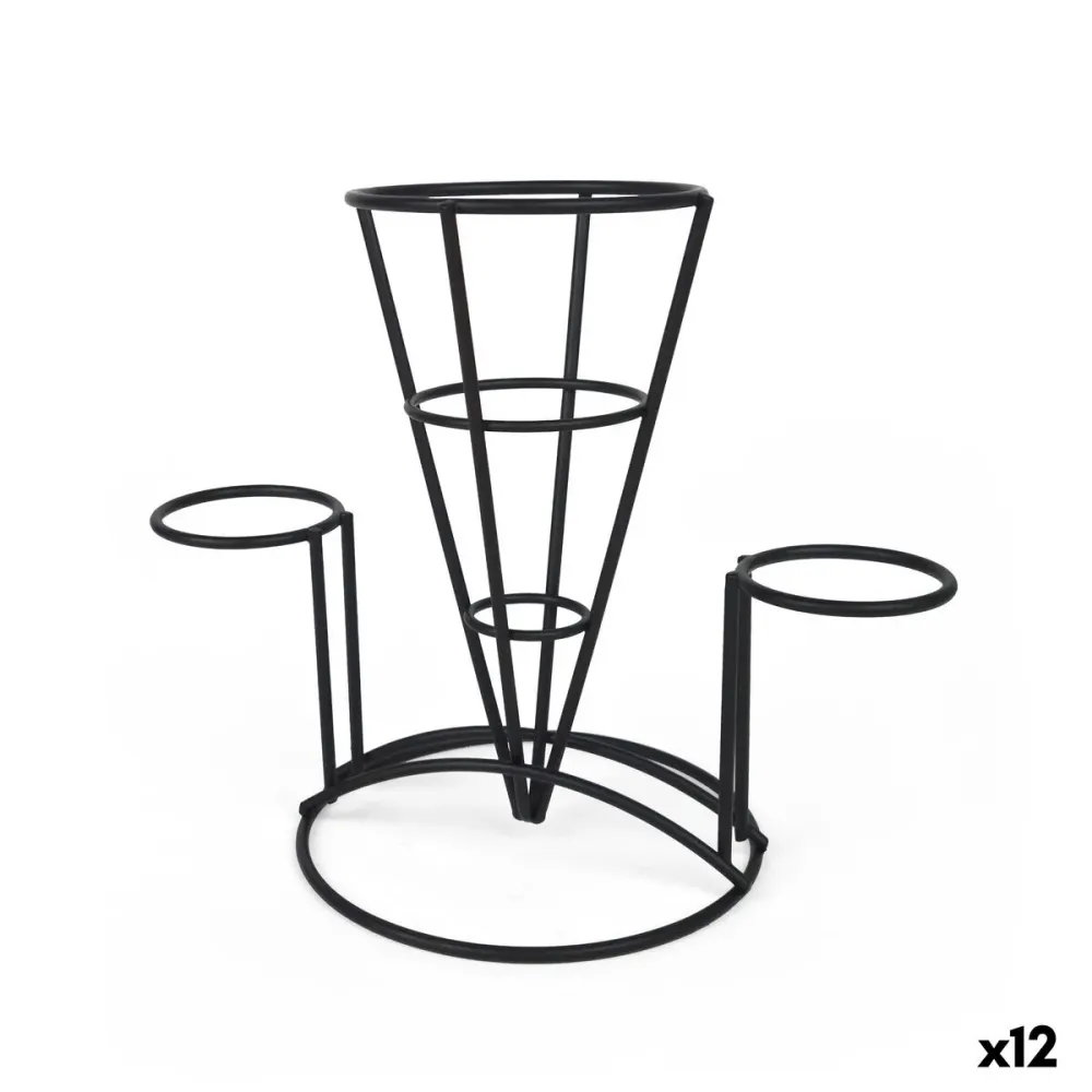 Sottobicchieri Cestino per Servire Aperitivi My Bar Nero Ø 5,3 cm 23 x 13 x 18,5 cm Ferro (12 Unità)