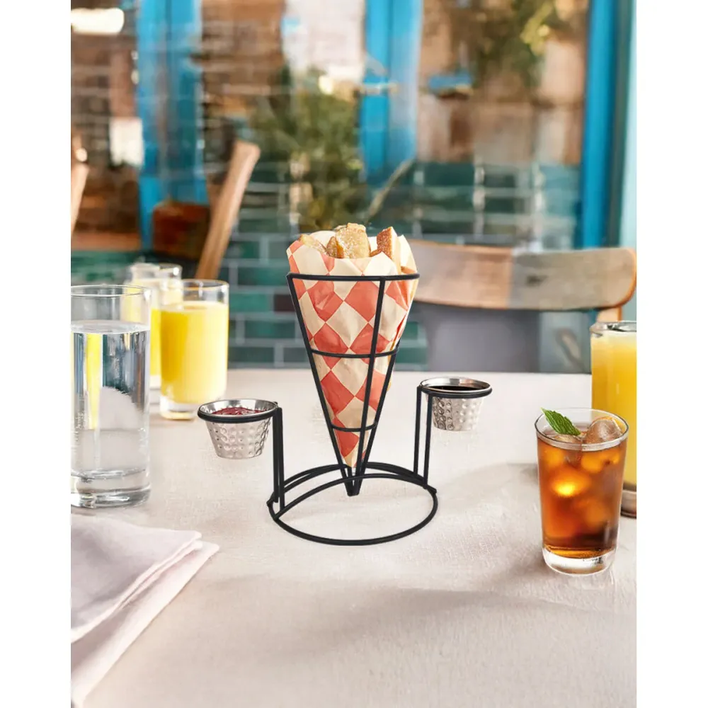 Sottobicchieri Cestino per Servire Aperitivi My Bar Nero Ø 5,3 cm 23 x 13 x 18,5 cm Ferro (12 Unità)