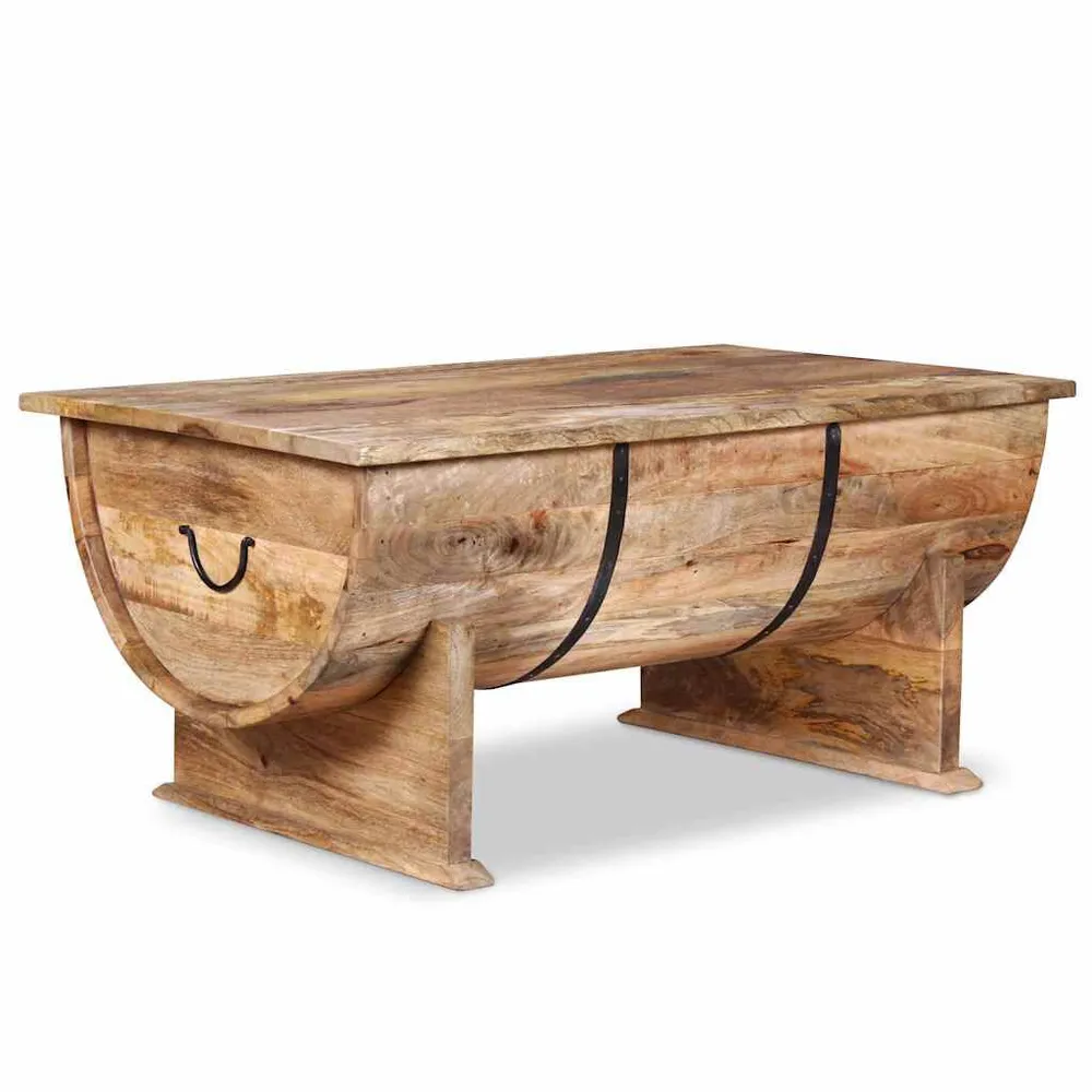 Tavolino da Salotto Legno Massello di Mango 88x50x40 cm