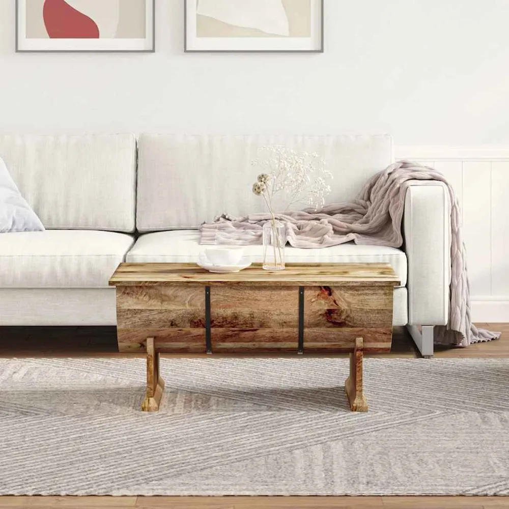 Tavolino da Salotto Legno Massello di Mango 88x50x40 cm