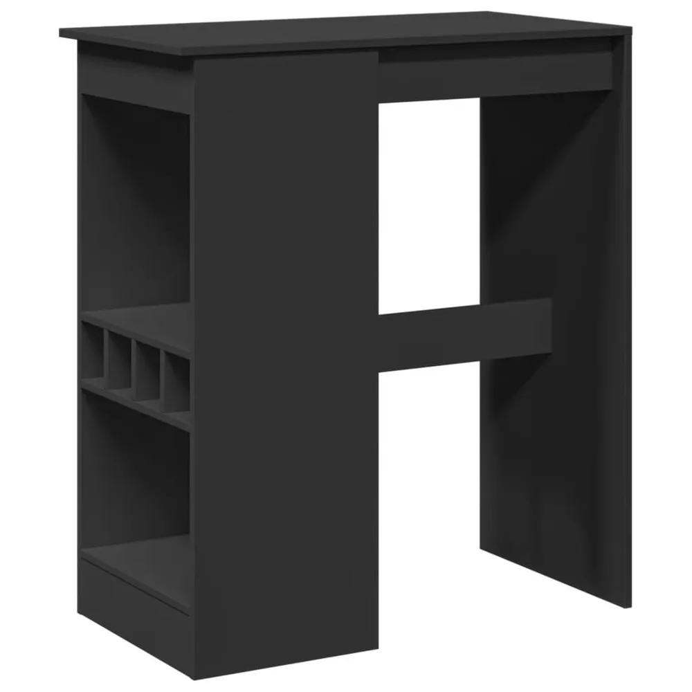 Vassoio Portatile Tavolo Bar con Rastrelliera Nero 90x47,5x103,5 cm Multistrato