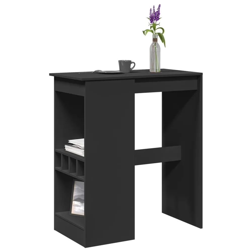 Vassoio Portatile Tavolo Bar con Rastrelliera Nero 90x47,5x103,5 cm Multistrato