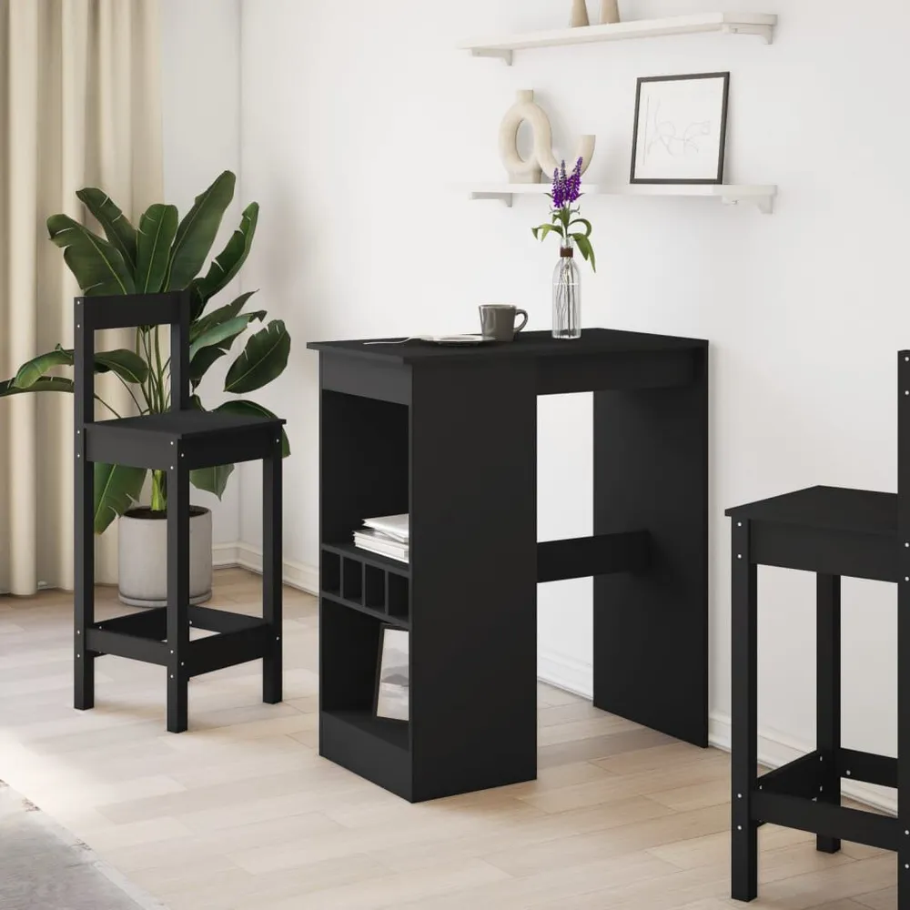 Vassoio Portatile Tavolo Bar con Rastrelliera Nero 90x47,5x103,5 cm Multistrato