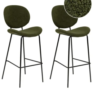 Bar Chair Set 2 Boucle Dark Green LUANA
