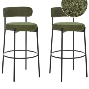 Bar Chair Set 2 Boucle Green ALLISON