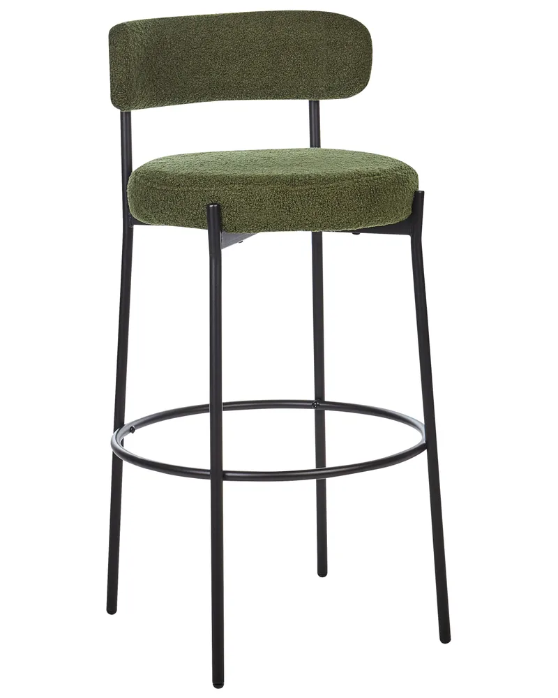 Bar Chair Set 2 Boucle Green ALLISON