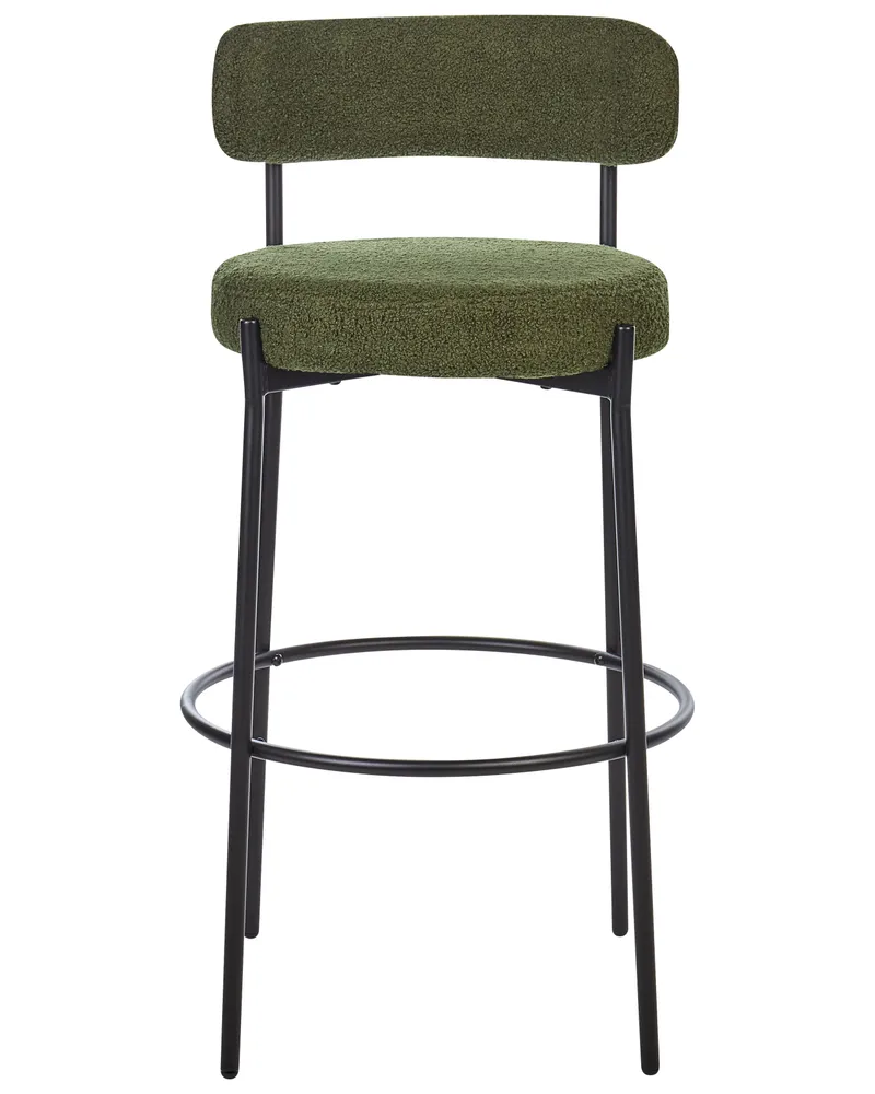 Bar Chair Set 2 Boucle Green ALLISON