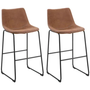 Bar Chair Set 2 Fabric Golden Brown FRANKS