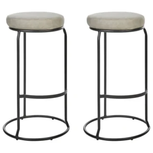 Bar Chair Set 2 Faux Pelle pregiata Light Grey MILROY
