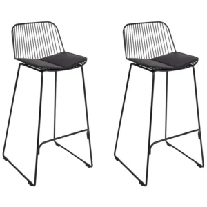 Bar Chair Set 2 Metal Nero puro PENSACOLA