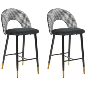 Bar Chair Set 2 Di velluto Black-White FALTON