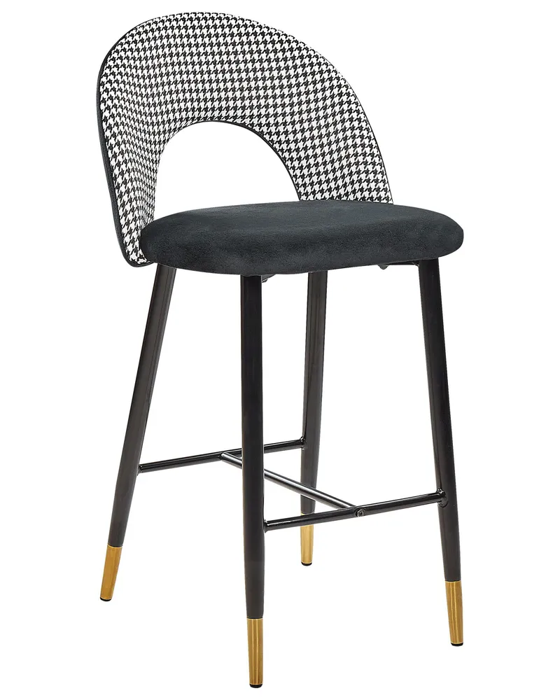 Bar Chair Set 2 Di velluto Black-White FALTON