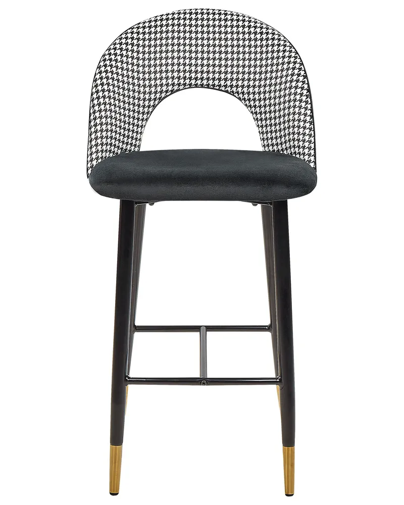 Bar Chair Set 2 Di velluto Black-White FALTON