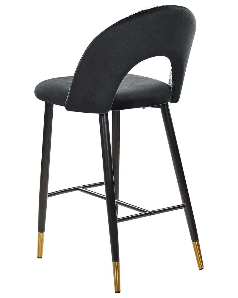 Bar Chair Set 2 Di velluto Black-White FALTON