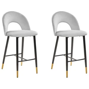 Bar Chair Set 2 Di velluto Grey FALTON