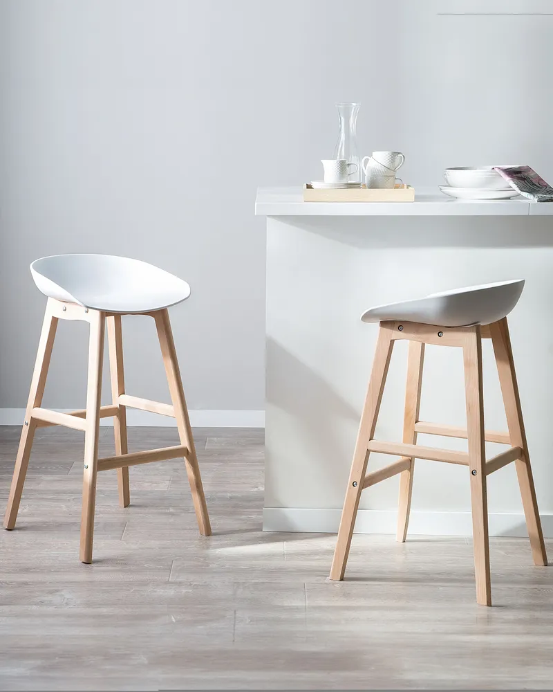 Bar Chair Set 2 White MICCO