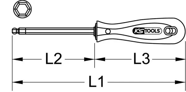 Cacciavite KS Tools BERYLLIUMplus per viti esagono incassato da 3 mm con testa sferica 962.0950