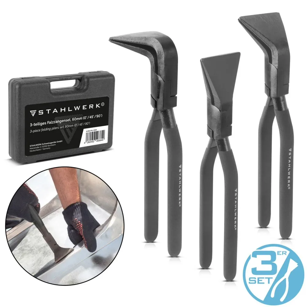 Pinze pieghevoli Stahlwerk set 0 ° | 45 ° | 90 ° con pinze di lingua di falciatura da 60 mm | Pinze tlech | Pinza piegata...