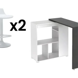Set "Mobile bar": Mobile da bar SATURNE + 2 sgabelli da bar CALAS Bianco
