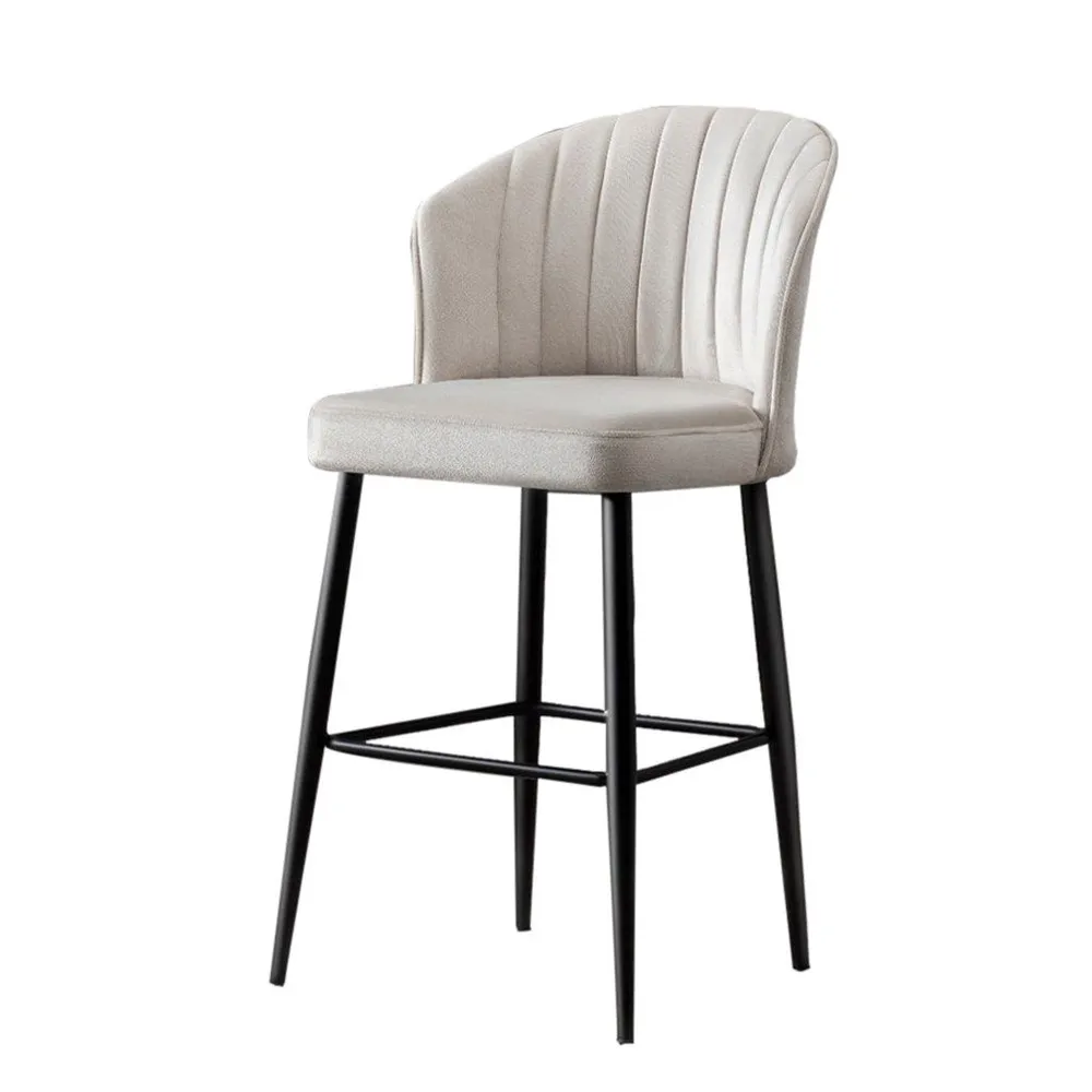 Set di 4 sedie da bar Iria velluto bianco crema e metallo nero