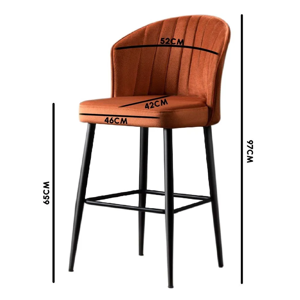 Set di 4 sedie da bar Iria velluto bianco crema e metallo nero