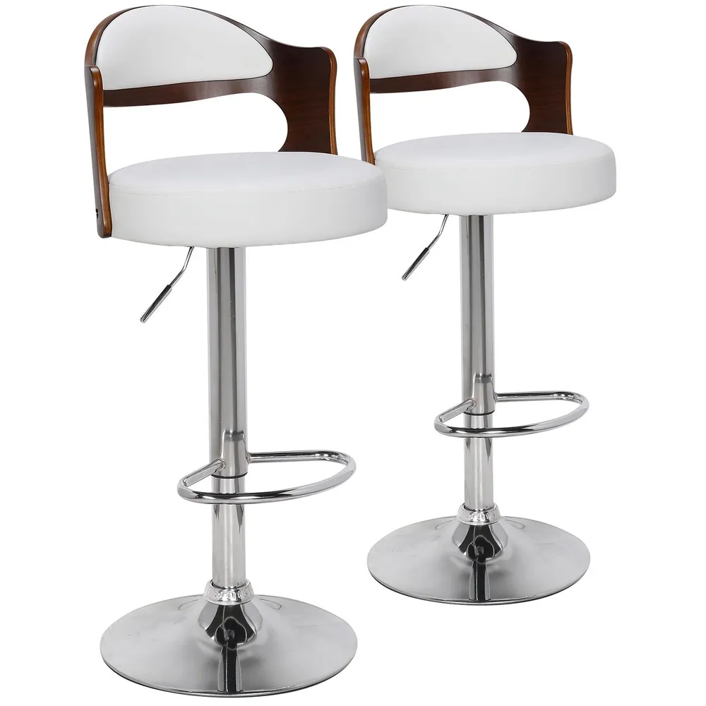 Set di 2 sedie da bar legno nocciola e bianco Ruben