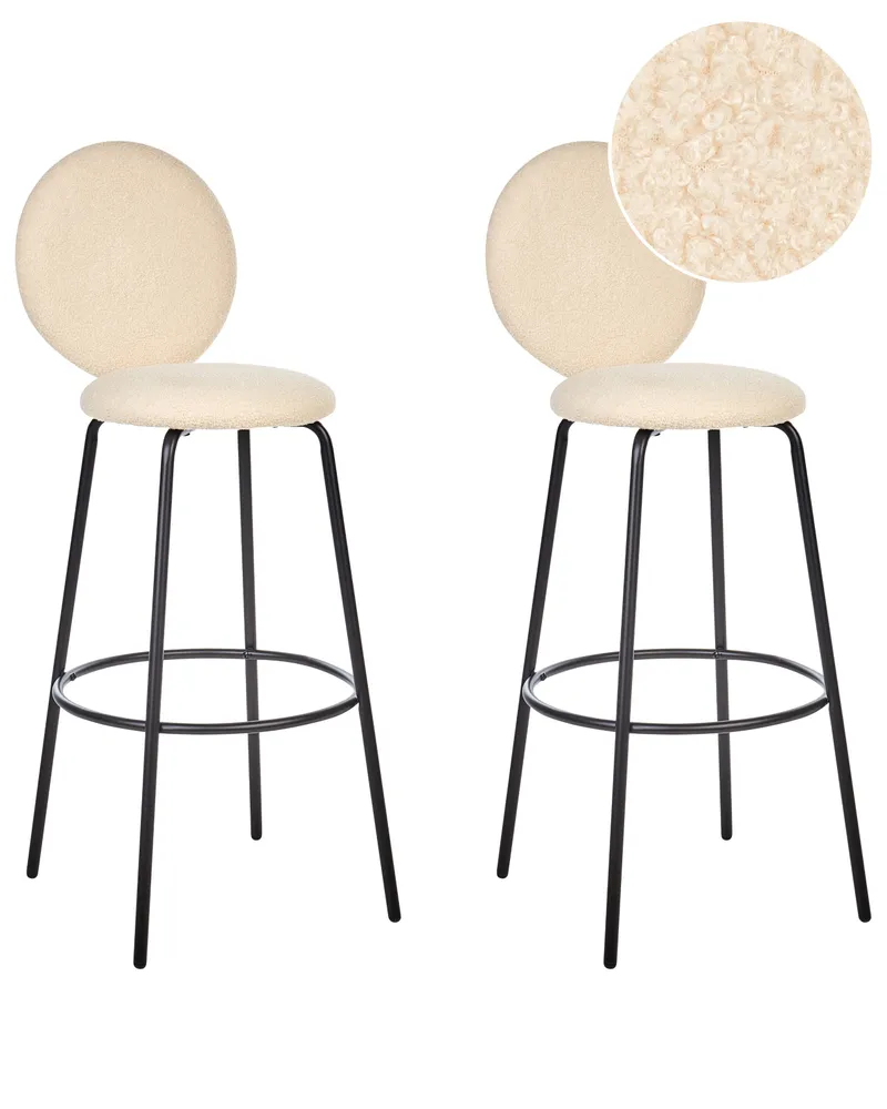 Sgabello da bar Set di 2 Bouclé Beige distinto EMERY