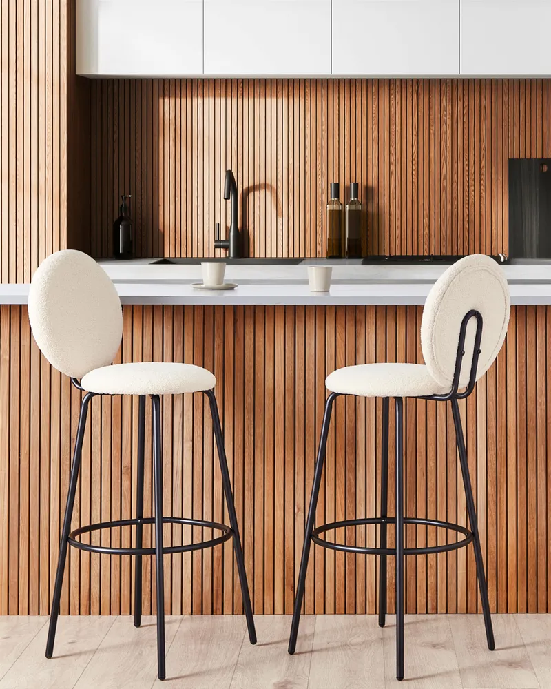 Sgabello da bar Set di 2 Bouclé Beige distinto EMERY