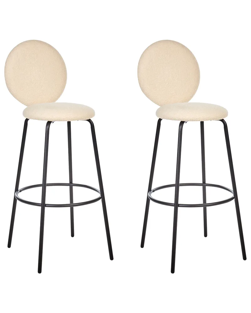 Sgabello da bar Set di 2 Bouclé Beige distinto EMERY