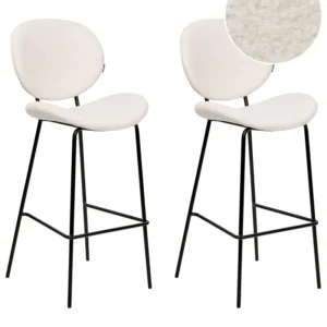 Sgabello da bar Set di 2 Bouclé Bianco LUANA
