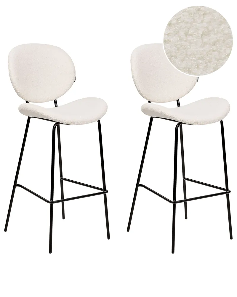Sgabello da bar Set di 2 Bouclé Bianco LUANA