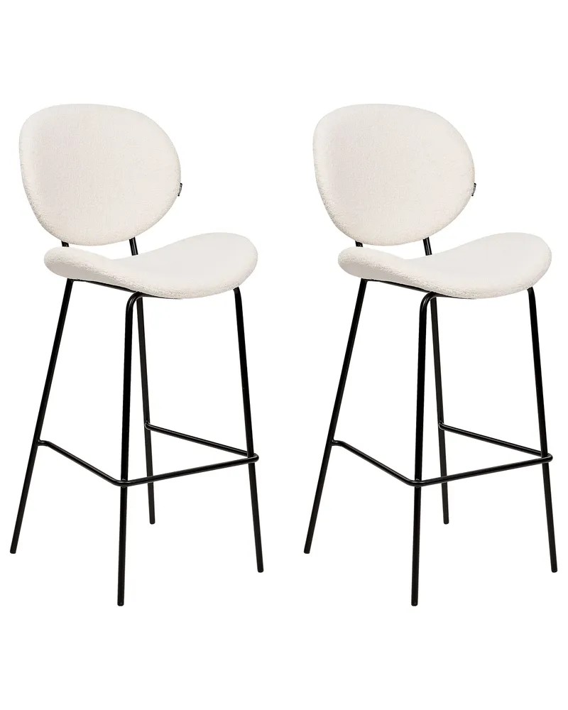 Sgabello da bar Set di 2 Bouclé Bianco LUANA