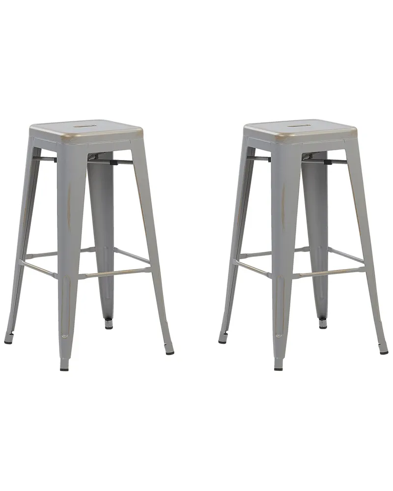 Sgabello da bar Set di 2 Metallo Argento CABRILLO