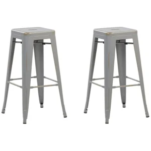 Sgabello da bar Set di 2 Metallo Argento CABRILLO