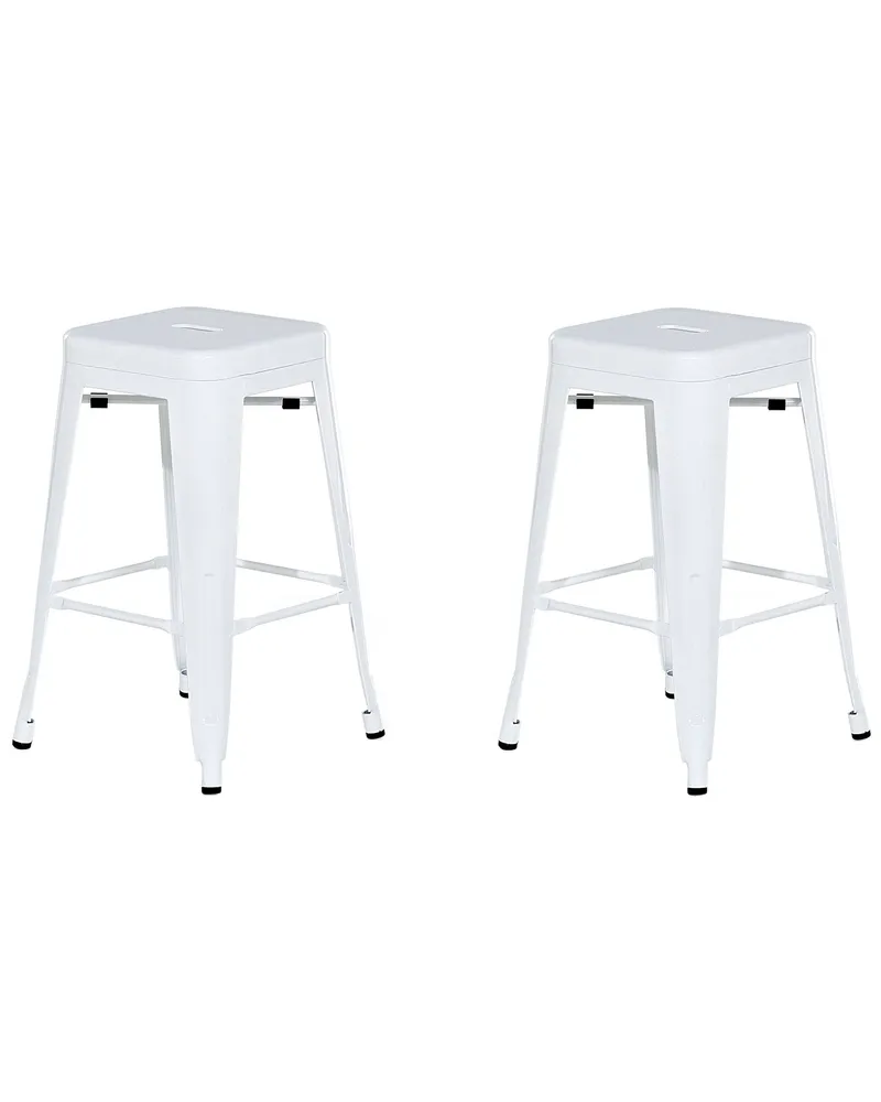 Sgabello da bar Set di 2 Metallo Bianco CABRILLO