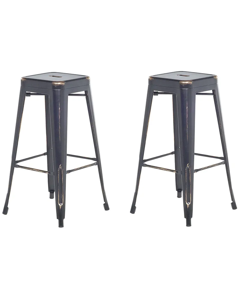 Sgabello da bar Set di 2 Metallo Nero CABRILLO