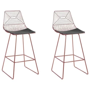 Sgabello da bar Set di 2 Metallo Oro rosa BISBEE